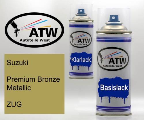 Suzuki, Premium Bronze Metallic, ZUG: 400ml Sprühdose + 400ml Klarlack - Set, von ATW Autoteile West.